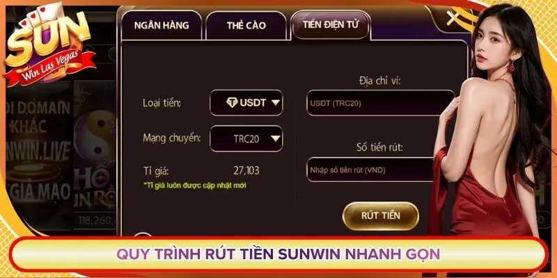 Quy trình rút tiền Sunwin nhanh gọn chỉ với 3 bước